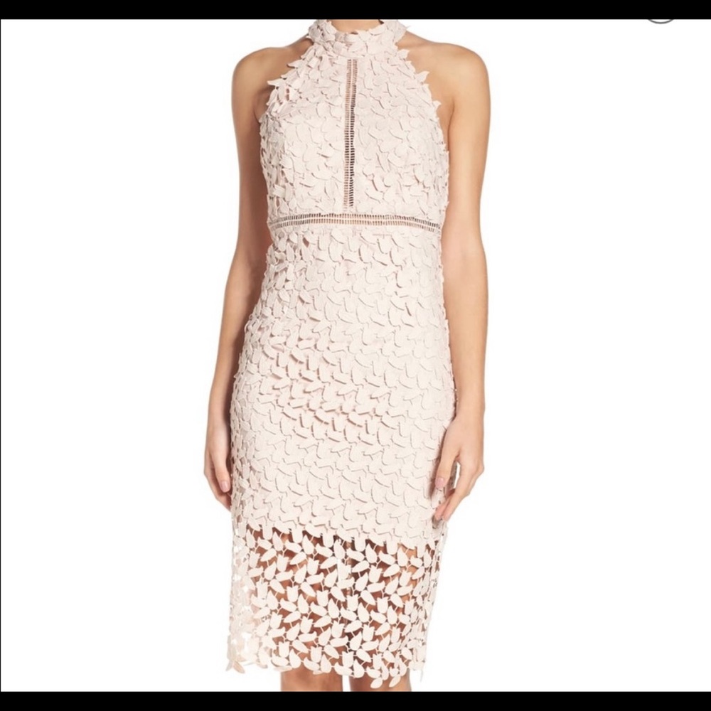 Bardot halter women's blush dress